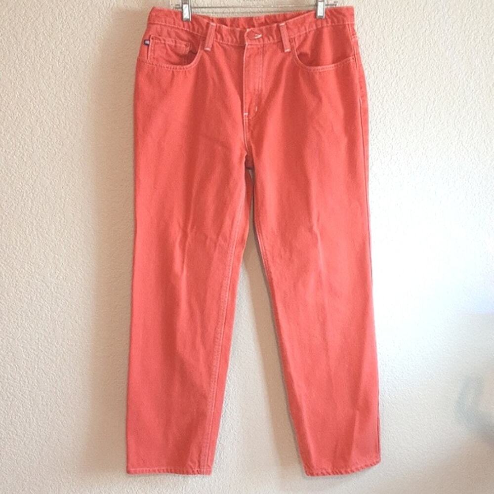 Ralph Lauren POLO Vintage SATURDAY Orange Wide Leg Relaxed 100% Cotton Jeans 14